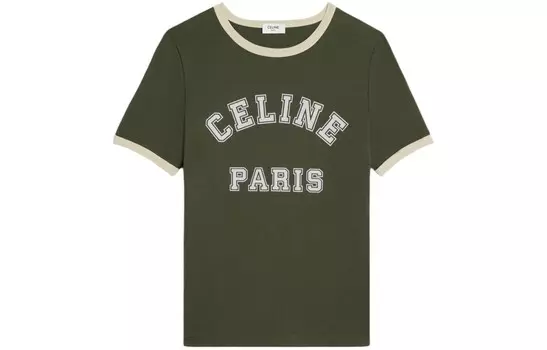 Футболка женская Celine, зеленый / хаки
