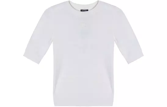 Футболка женская Chanel с вышитым логотипом, белый