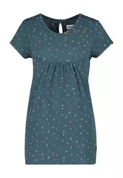 Футболка женская, декоративные пуговицы, декоративная строчка ALIFE AND KICKIN, цвет Tidal Teal