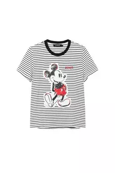 Футболка женская Desigual с принтом в полоску, черно-белый