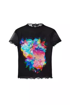 Футболка женская Desigual с ярким принтом, черный