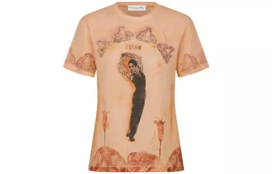 Футболка женская Dior с принтом, бежевый