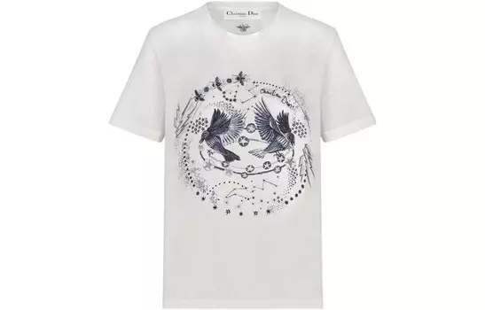 Футболка женская Dior с принтом птиц, белый