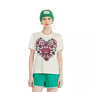 Футболка женская Dior с принтом сердца, белый