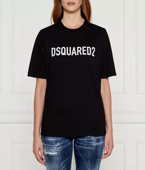 Футболка женская Dsquared2 свободного кроя с логотипом бренда, черный