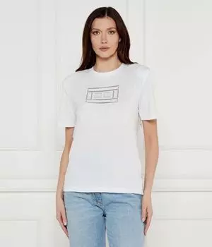 Футболка женская Elisabetta Franchi хлопковая с декором, белый