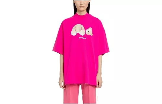 Футболка женская фуксия Palm Angels