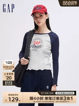 Футболка женская Gap с контрастными рукавами, темно-синий