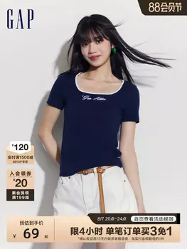 Футболка женская Gap с U-образным вырезом, темно-синий