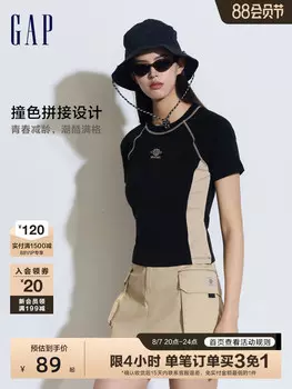 Футболка женская Gap с вышитым логотипом, черный