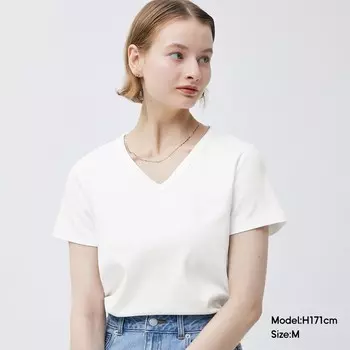 Футболка женская GU PreMium с V-образным вырезом и короткими рукавами, синий