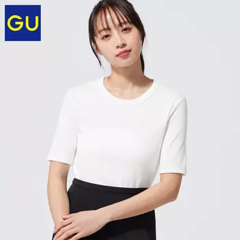 Футболка женская GU в рубчик, зеленый