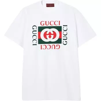 Футболка женская Gucci, белый / зеленый / красный