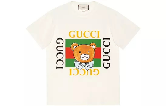 Футболка женская Gucci, белый / зеленый / красный