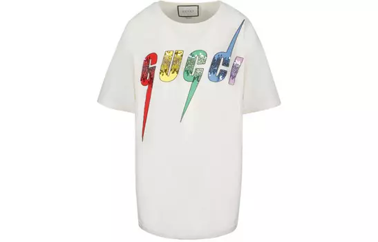 Футболка женская Gucci с цветным логотипом, белый
