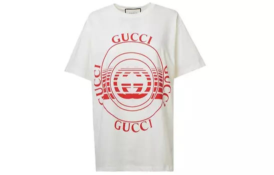Футболка женская Gucci с логотипом, белый / красный