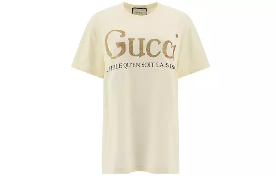 Футболка женская Gucci с логотипом, бежевый