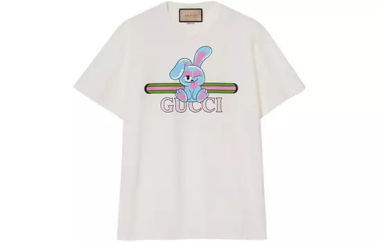Футболка женская Gucci с мультяшным принтом, белый