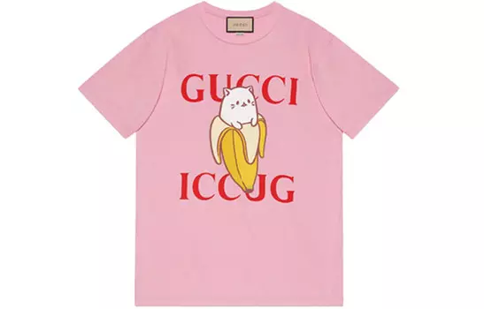 Футболка женская Gucci с мультяшным принтом, розовый