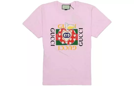 Футболка женская Gucci с принтом логотипа, розовый