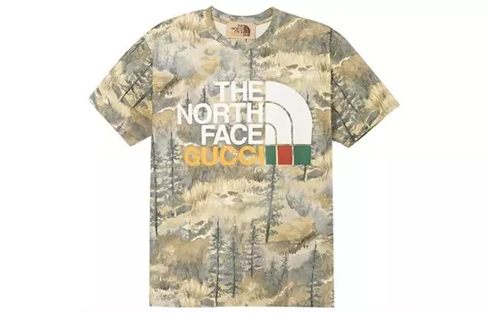 Футболка женская Gucci x The North Face с принтом, белый / серый