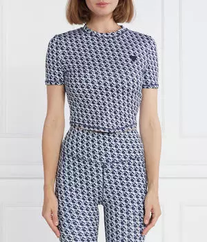 Футболка женская Guess Active короткая спортивная с принтом, синий