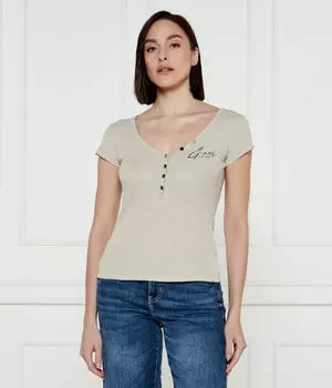 Футболка женская Guess Jeans на пуговицах, бежевый