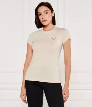 Футболка женская Guess Jeans облегающая однотонная, бежевый
