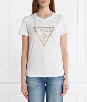 Футболка женская Guess Jeans Regular Fit, белый / золотой