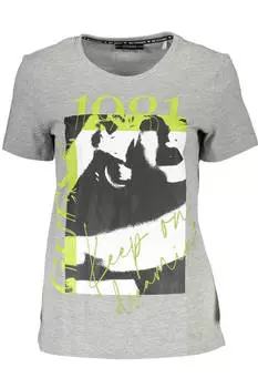 Футболка женская Guess Jeans с цветным принтом и логотипом, серый