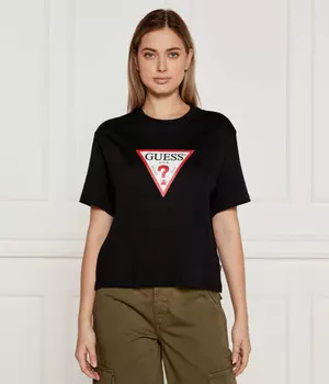 Футболка женская Guess Jeans с контрастным логотипом, черный
