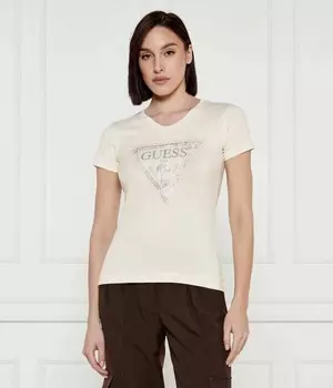 Футболка женская Guess Jeans с вышивкой, экрю