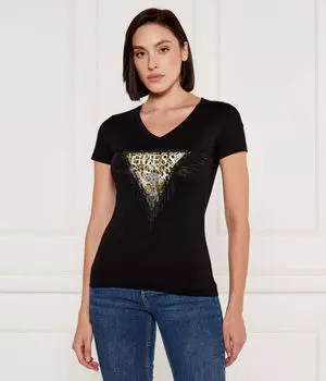Футболка женская Guess Jeans со стразами, черный