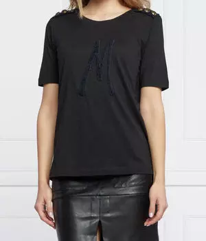 Футболка женская Guess свободная с пуговицами на плечах, черный