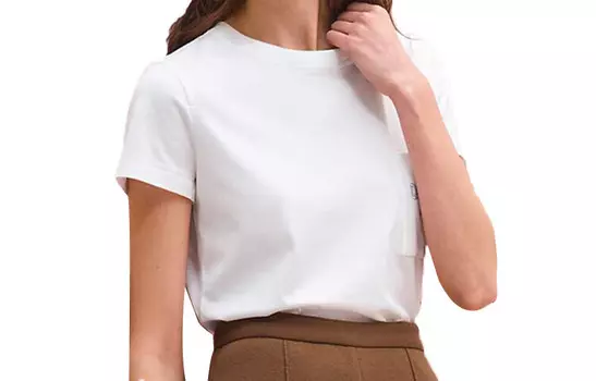 Футболка женская Hermes с короткими рукавами и карманом, белый