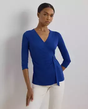 Футболка женская из эластичного трикотажа Lauren Ralph Lauren, синий