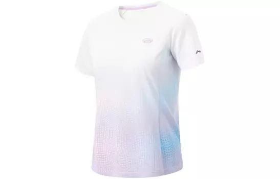 Футболка женская из коллекции Running, стандартная, белая, розовая, фиолетовая Lining