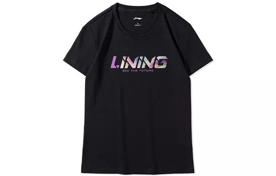Футболка женская из коллекции Sports Fashion, черная Lining