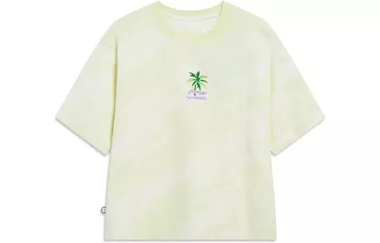 Футболка женская из коллекции Sports Life, бледно-фруктово-зеленая, с полным принтом Lining