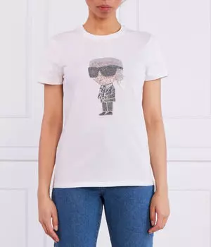 Футболка женская Karl Lagerfeld Иконик 2.0 с аппликацией, белый