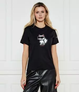Футболка женская Karl Lagerfeld из органического хлопка с принтом Шупетт, черный