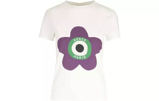 Футболка женская Kenzo, белый / фиолетовый