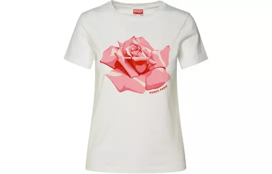 Футболка женская Kenzo, белый / розовый