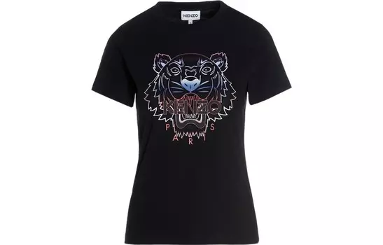 Футболка женская Kenzo Classic Tiger Head, черный / розовый