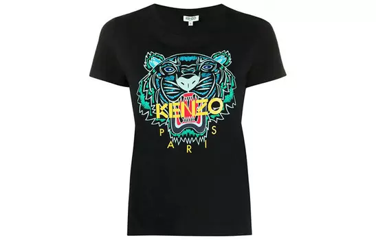 Футболка женская Kenzo с головой тигра, черный