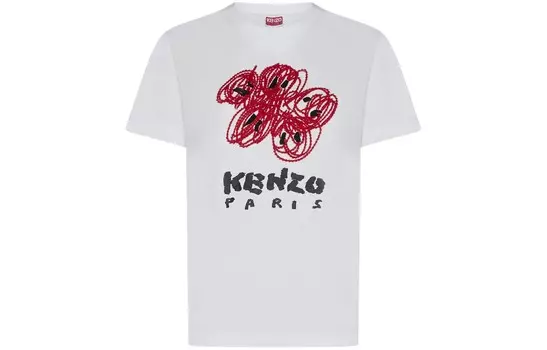 Футболка женская Kenzo с рисунком, белый / черный / красный
