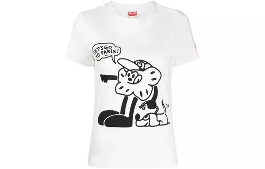 Футболка женская Kenzo с рисунком, белый / черный