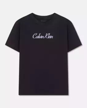 Футболка женская классического кроя с логотипом Calvin Klein Jeans, черный