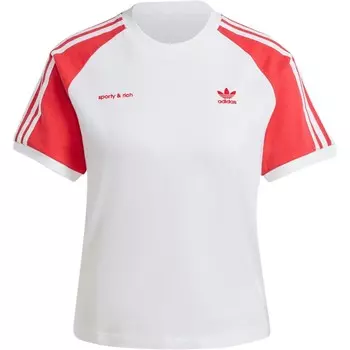 Футболка женская, коллаборация SPORTY & RICH, красная Adidas Originals