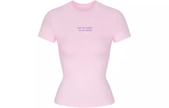 Футболка женская коллекция ко Дню святого Валентина BABY PINK/бледно-розовая Skims